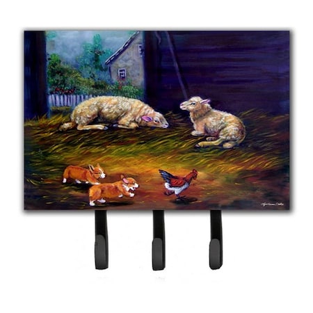 Jensendistributionservices Corgi Chaos In The Barn With Sheep Leash & Key Holder MI1715790
